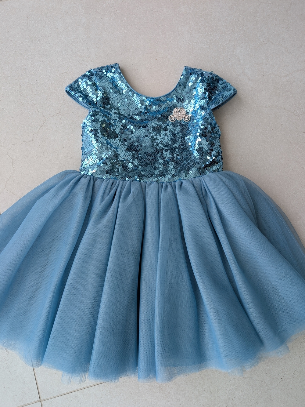 Disney Blue Sequin Cinderella Costume Dress for Girls
